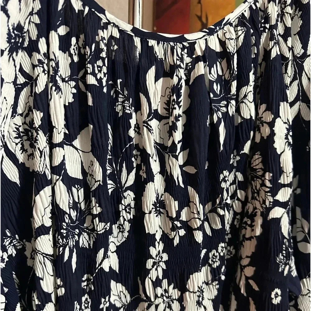 Avenue top pleat print navy blossom size 30/32 - Picture 6 of 10